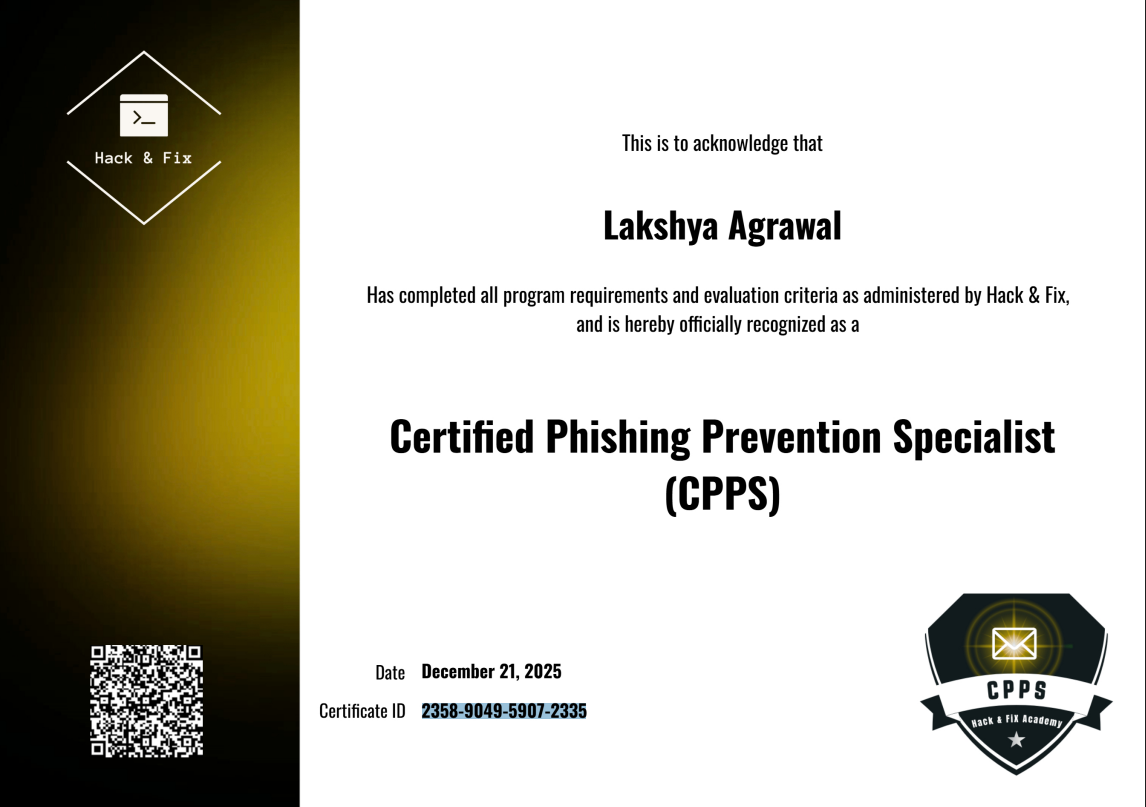 CPPS Certificate
